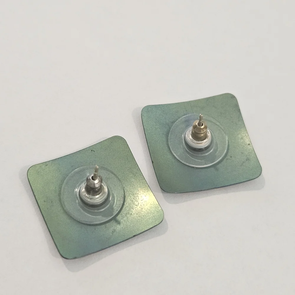 Vintage Blue Purple 80s Stud Earrings Whimsigoth Bohemian Preppy Elegant Retro - Picture 5 of 6